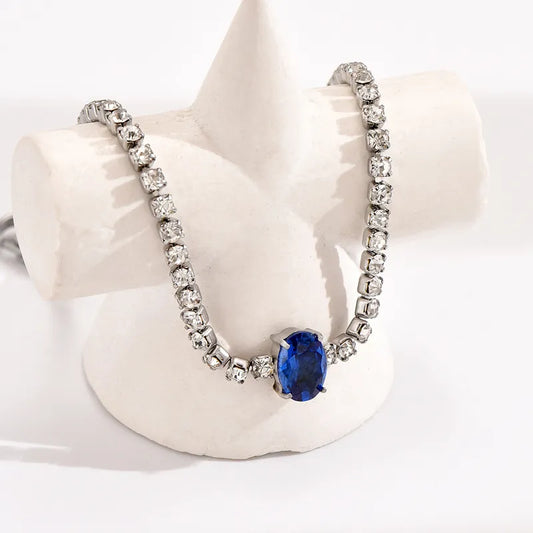 Collar Especial Cadena de Zirconias Princesa Azul