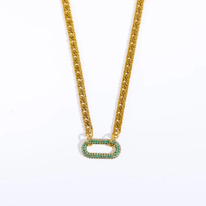 Collar Premium Eslabón Verde con Zirconias