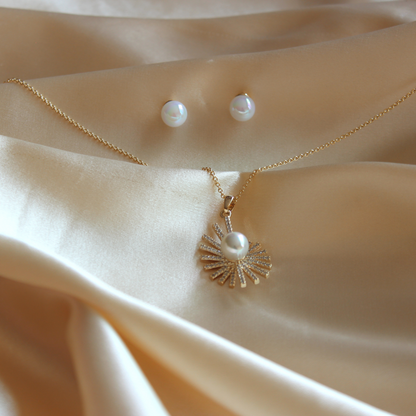 Set Espiral con Perla Collar + Aretes