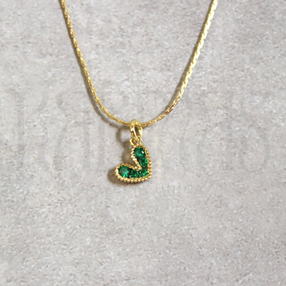 Collar Mini Corazón con Zirconias Verdes